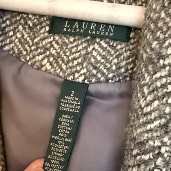 Ralph Lauren Gray Herringbone Trench Coat - Picture 2 of 3